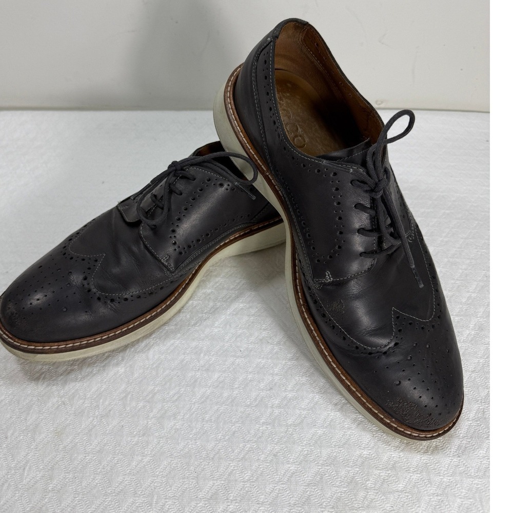 ECCO Mens Size 11 EU 45 ST.1 Hybrid Wingtip Oxford Grey Leather Shoes 836404